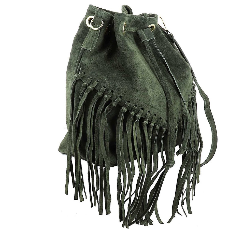 Bags Dupond Durand | Orion Fringed Bucket Bag In Suede Leather