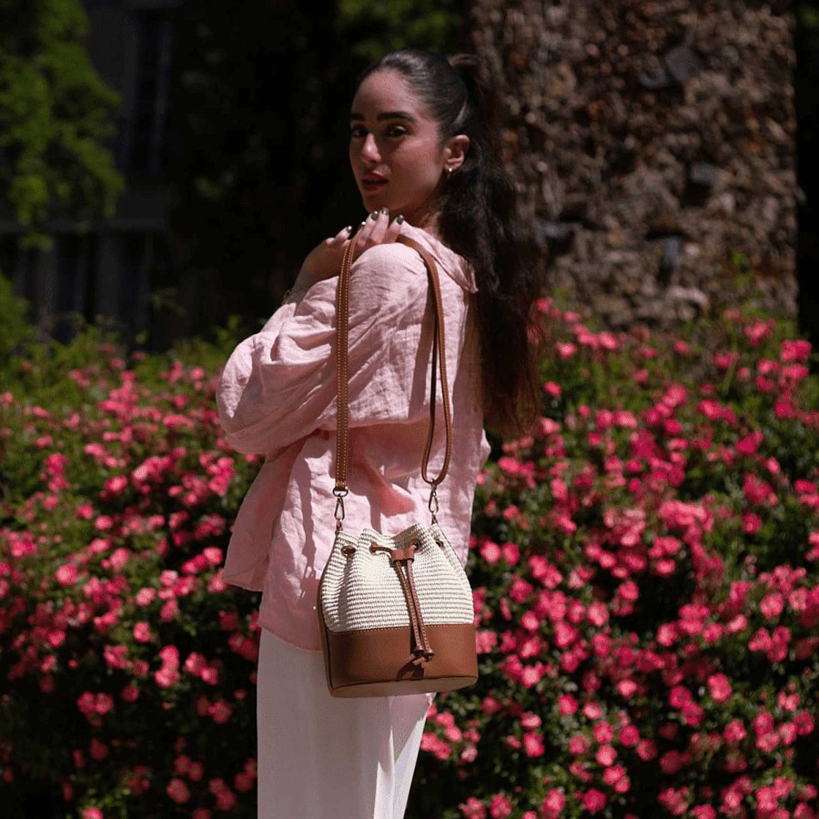 Bags Dupond Durand | Aurora Bucket Bag In Straw Effect Leather