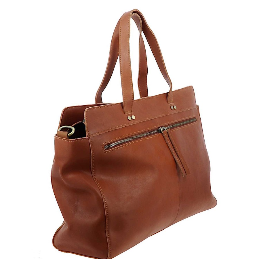 Bags Dupond Durand | Morgane Large Leather Tote Bag With Shoulder Strap