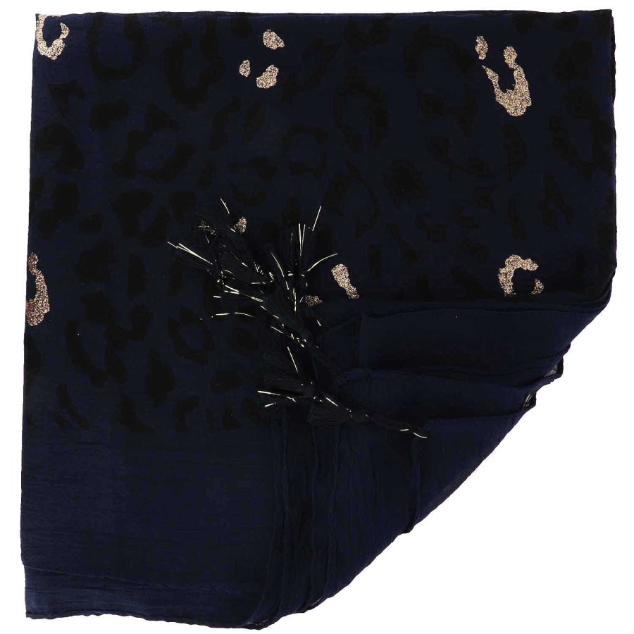 Accessories Dupond Durand | Leopard Scarf, Blue