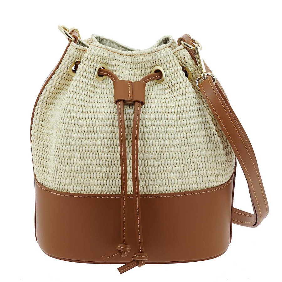 Bags Dupond Durand | Aurora Bucket Bag In Straw Effect Leather